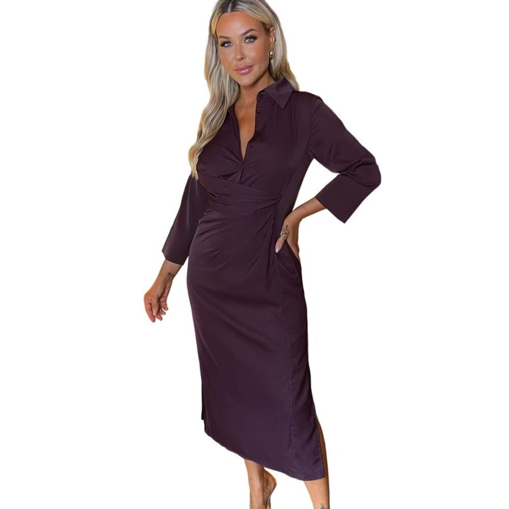 AX Paris Womens/Ladies Midi Shirt Dress / Plum